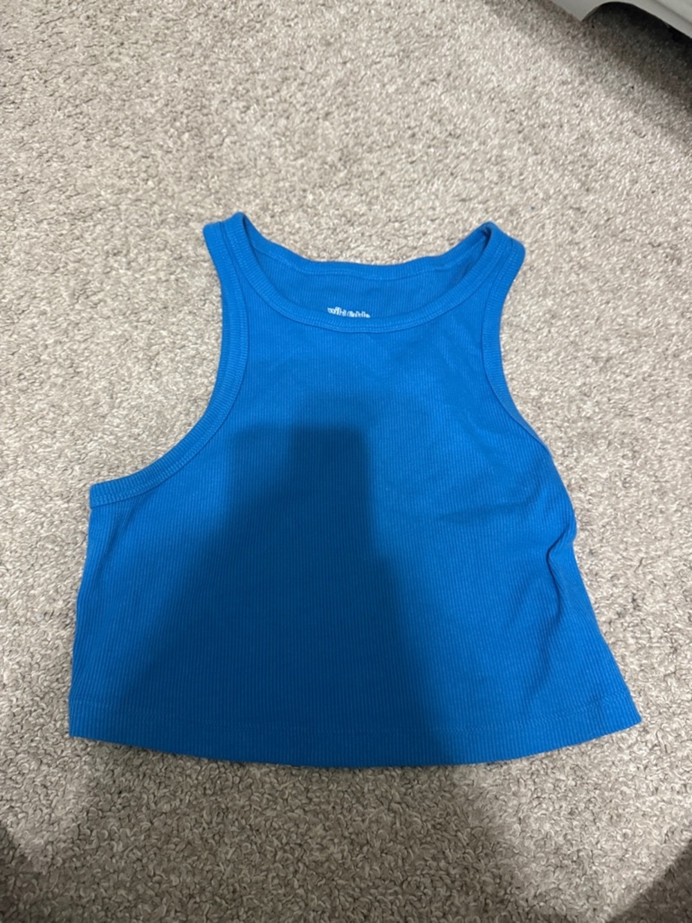 Bright Blue Ribbed Crop Tank Top